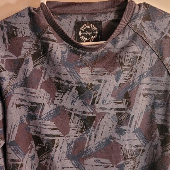 GENETIC APPAREL Mens Blue Graphic Sweatshirt Sz. Small Brushed Print Skater - Picture 2 of 7